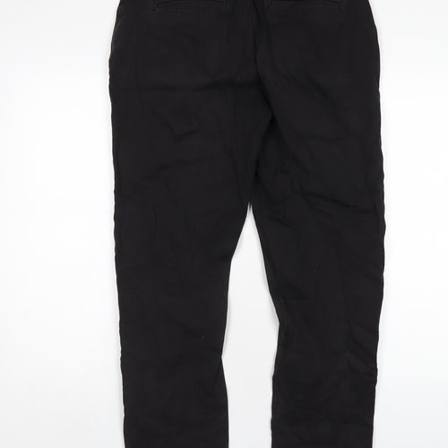 Denim & Co. Mens Black Cotton Chino Trousers Size 32 in L30 in Regular Button