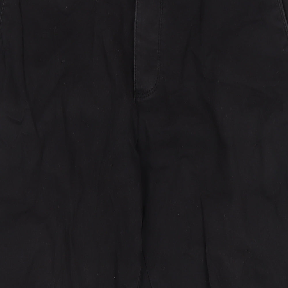 Denim & Co. Mens Black Cotton Chino Trousers Size 32 in L30 in Regular Button