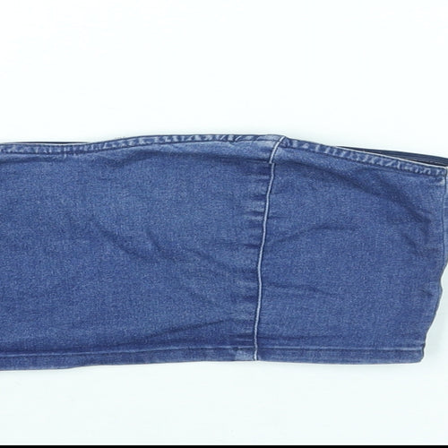 Topshop Womens Blue Cotton Cropped Blouse Size 12 Square Neck - Bandeau