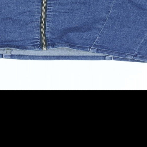 Topshop Womens Blue Cotton Cropped Blouse Size 12 Square Neck - Bandeau