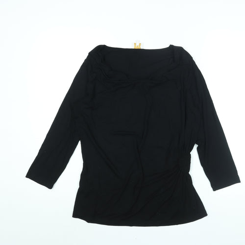 EAST Womens Black Viscose Basic Blouse Size 16 Cowl Neck - Rouched Detail