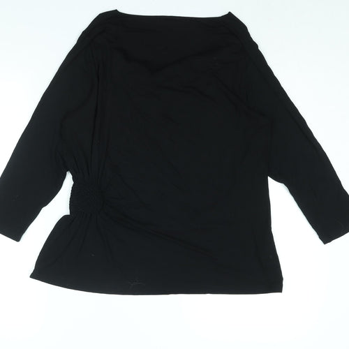 EAST Womens Black Viscose Basic Blouse Size 16 Cowl Neck - Rouched Detail