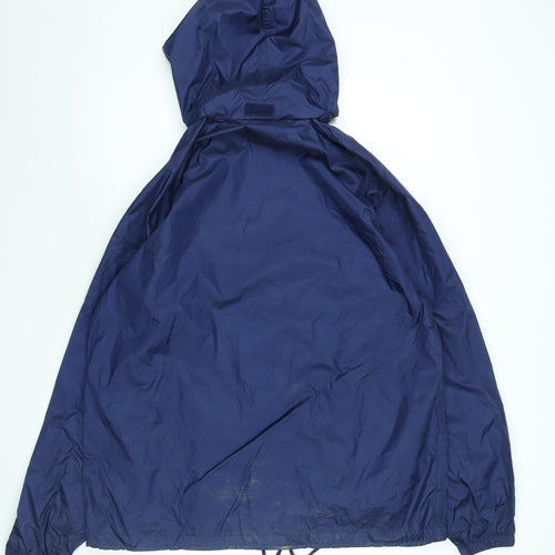 adidas Mens Blue Jacket Size L Zip - Hooded Logo Drawstring Hem