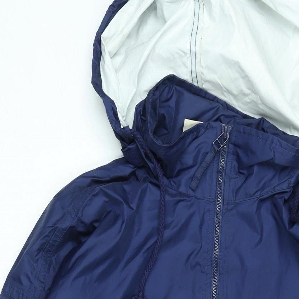 adidas Mens Blue Jacket Size L Zip - Hooded Logo Drawstring Hem