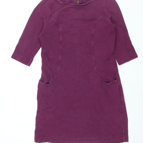 Boden Womens Purple Cotton Shift Size 12 Round Neck Zip - Ribbed