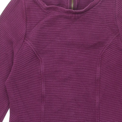 Boden Womens Purple Cotton Shift Size 12 Round Neck Zip - Ribbed