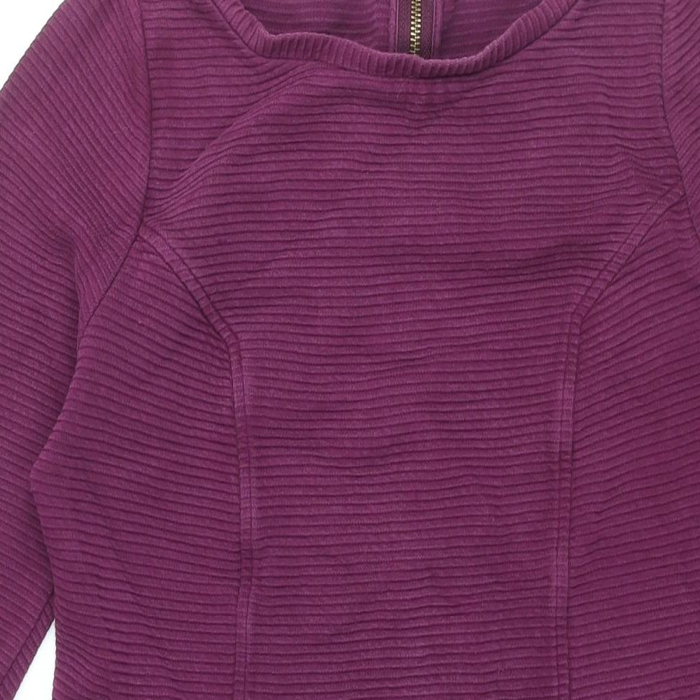 Boden Womens Purple Cotton Shift Size 12 Round Neck Zip - Ribbed