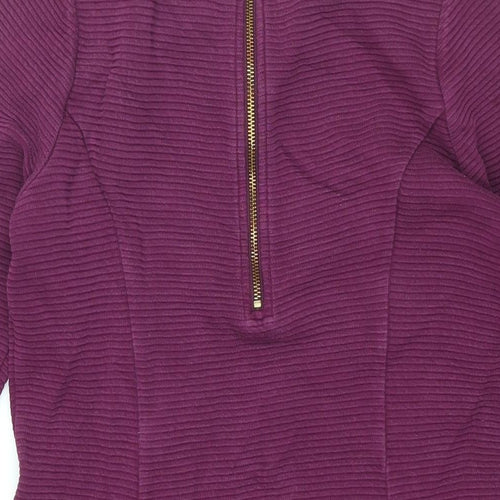 Boden Womens Purple Cotton Shift Size 12 Round Neck Zip - Ribbed