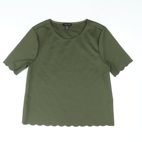 New Look Womens Green Polyester Basic Blouse Size 12 Round Neck