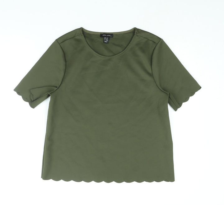New Look Womens Green Polyester Basic Blouse Size 12 Round Neck
