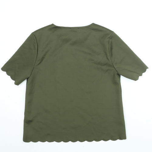 New Look Womens Green Polyester Basic Blouse Size 12 Round Neck