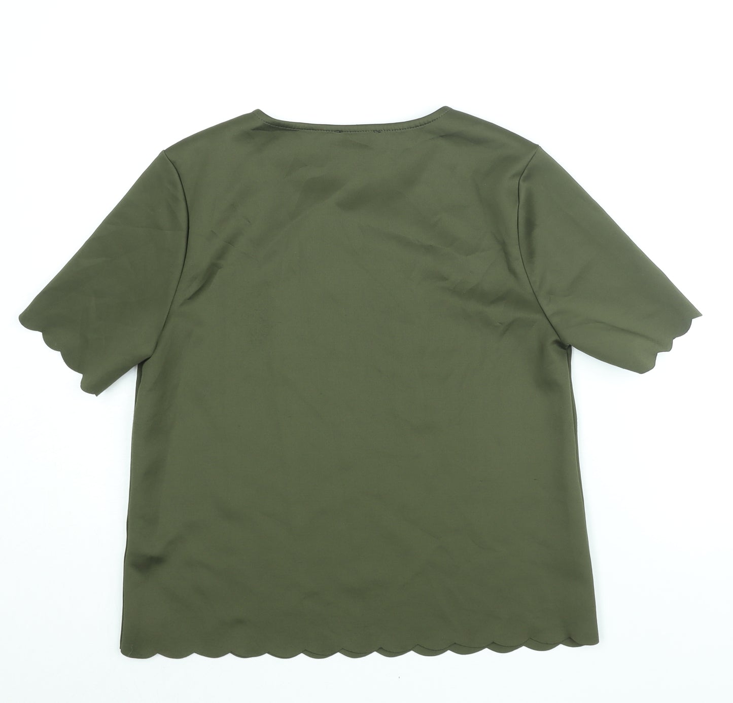 New Look Womens Green Polyester Basic Blouse Size 12 Round Neck