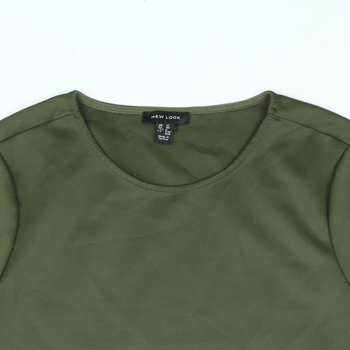New Look Womens Green Polyester Basic Blouse Size 12 Round Neck