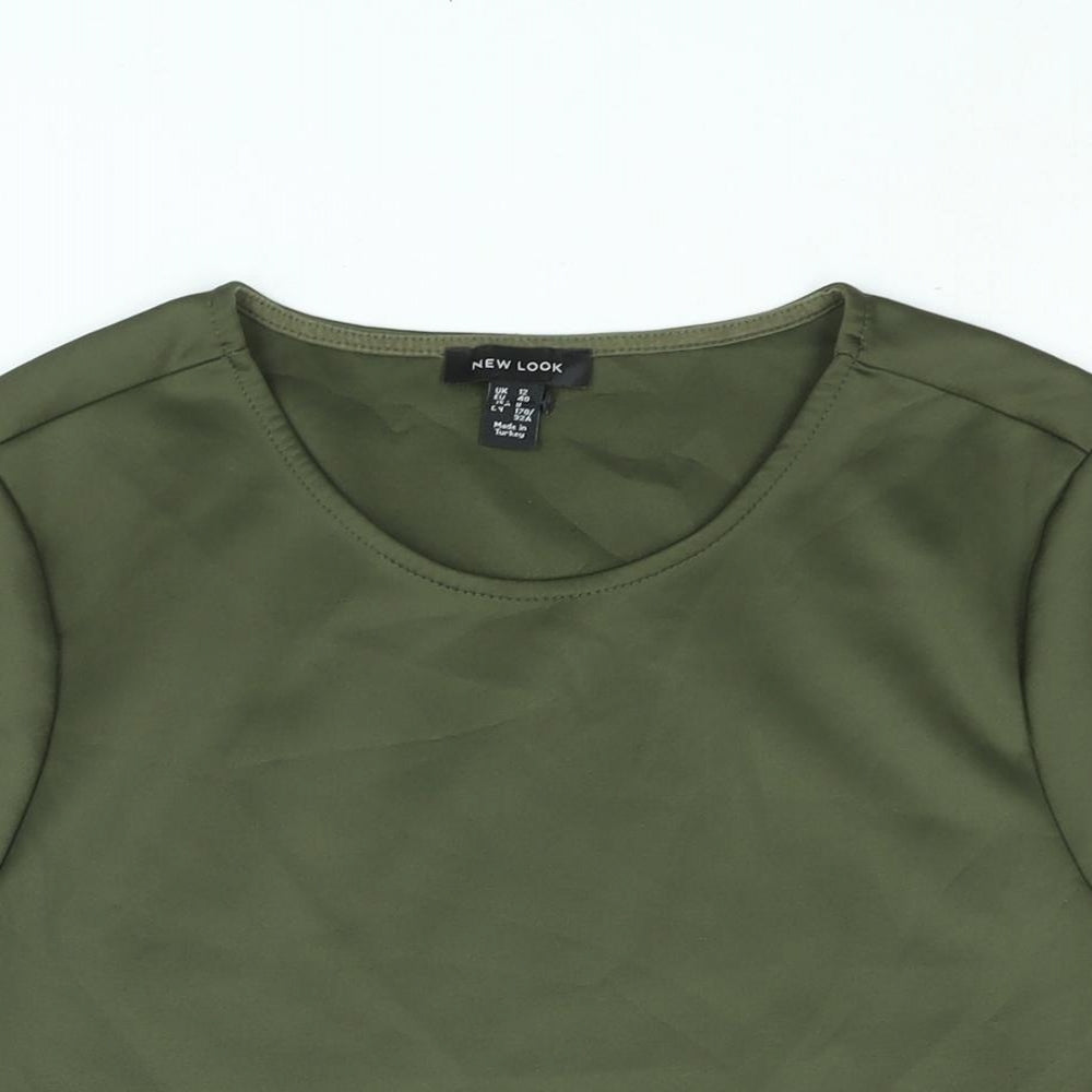 New Look Womens Green Polyester Basic Blouse Size 12 Round Neck