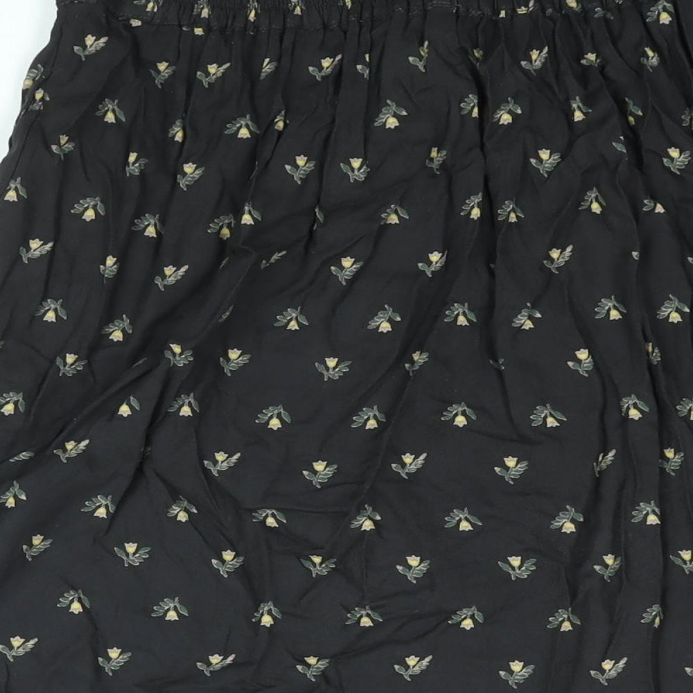 Fat Face Womens Black Geometric Viscose A-Line Skirt Size 10 - Belted Frill