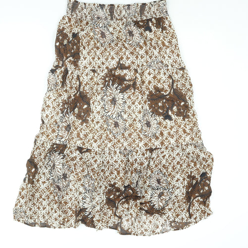 CC Womens Brown Geometric Viscose A-Line Skirt Size 10 - Floral Print