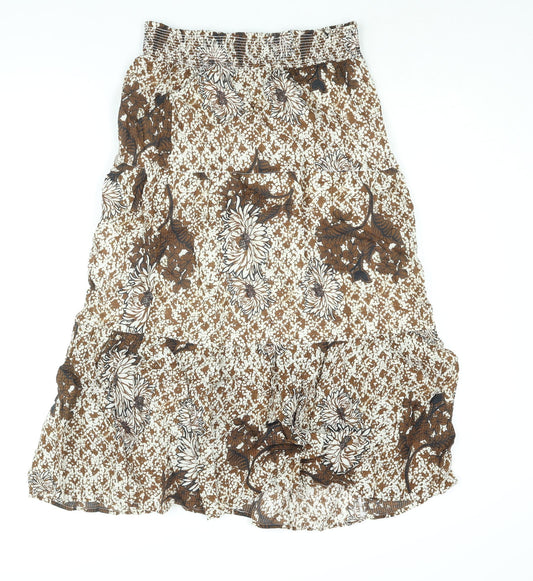 CC Womens Brown Geometric Viscose A-Line Skirt Size 10 - Floral Print