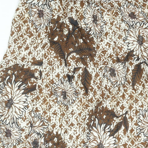 CC Womens Brown Geometric Viscose A-Line Skirt Size 10 - Floral Print