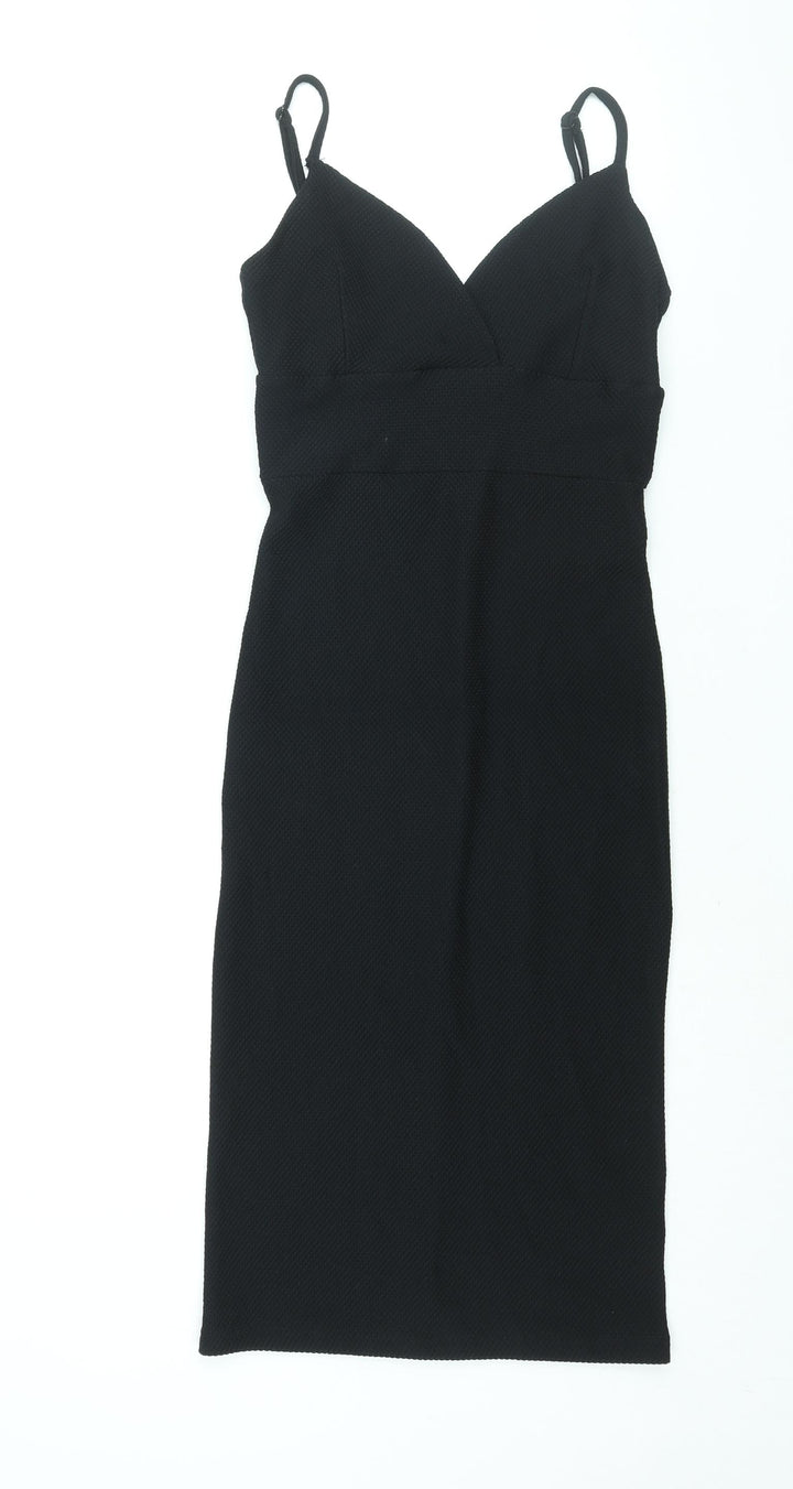 Miss Selfridge Womens Black Polyester Bodycon Size 12 Sweetheart Pullover