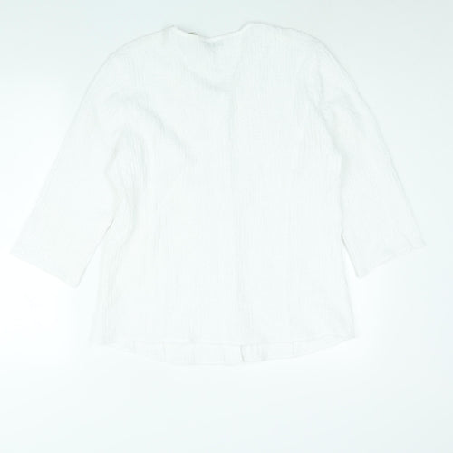 Orvis Womens White Viscose Basic Blouse Size M Round Neck - Textured