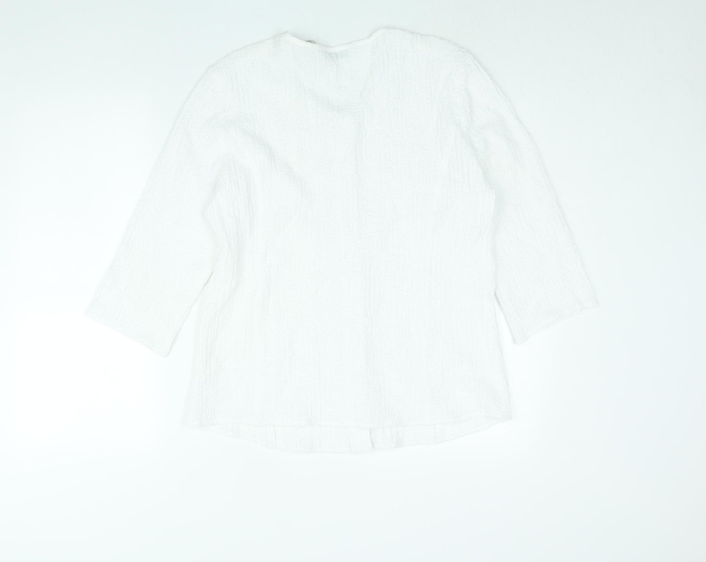 Orvis Womens White Viscose Basic Blouse Size M Round Neck - Textured