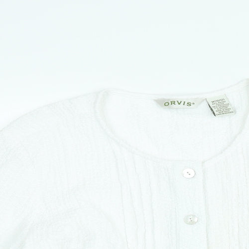 Orvis Womens White Viscose Basic Blouse Size M Round Neck - Textured