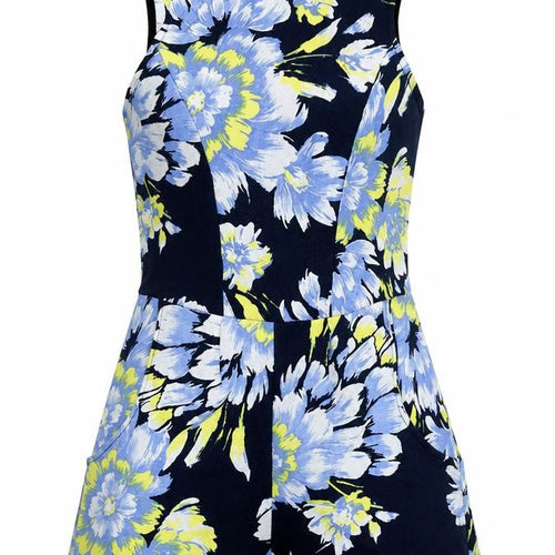 Boohoo Womens Blue Floral Polyester Playsuit One-Piece Size 12 Zip
