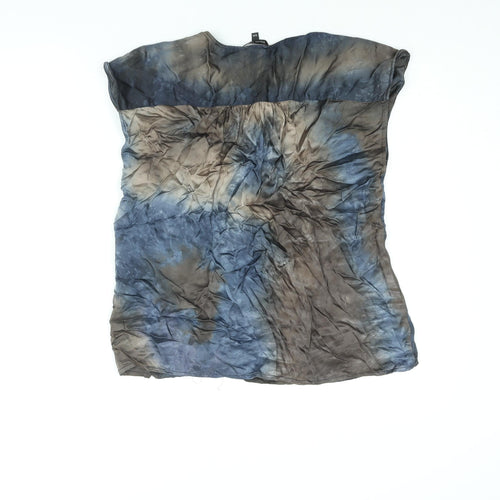 Black Colour Womens Brown Geometric Viscose Basic Blouse Size S Round Neck - Size S-M Tie Dye