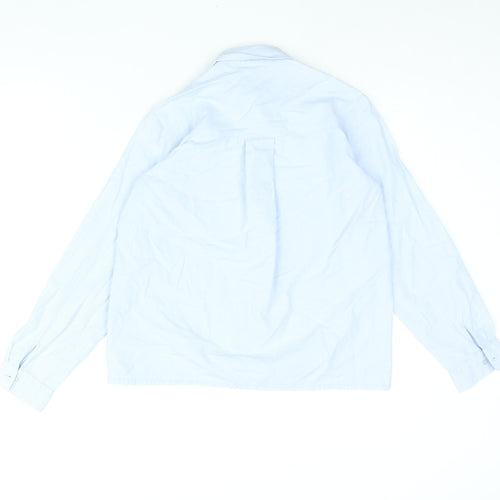 Zara Womens Blue Polyester Basic Button-Up Size XS Collared - Rhinestone Detail