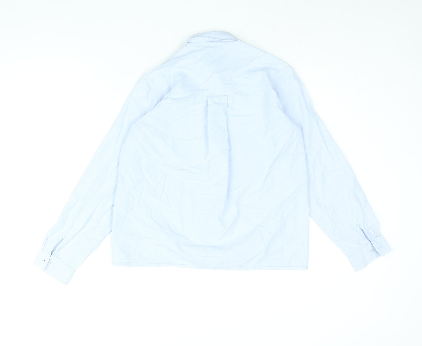 Zara Womens Blue Polyester Basic Button-Up Size XS Collared - Rhinestone Detail