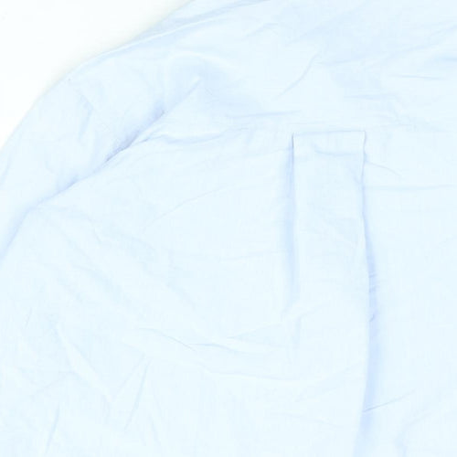 Zara Womens Blue Polyester Basic Button-Up Size XS Collared - Rhinestone Detail