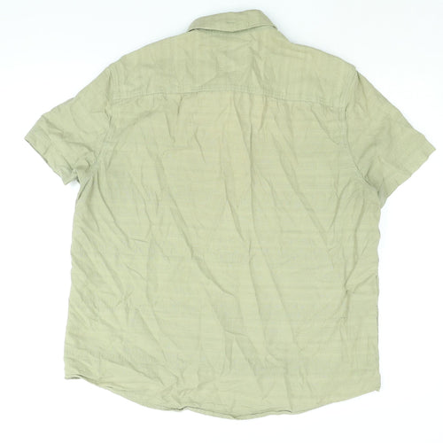 John Lewis Mens Green Cotton Button-Up Size L Collared Button - Vintage
