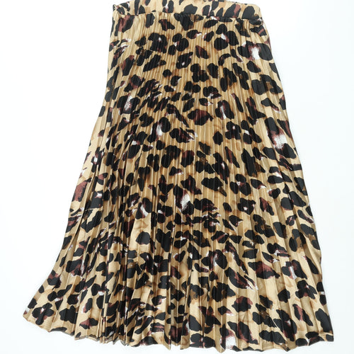 New Look Maternity Womens Brown Animal Print Polyester Pleated Skirt Size 10 - Leopard Print