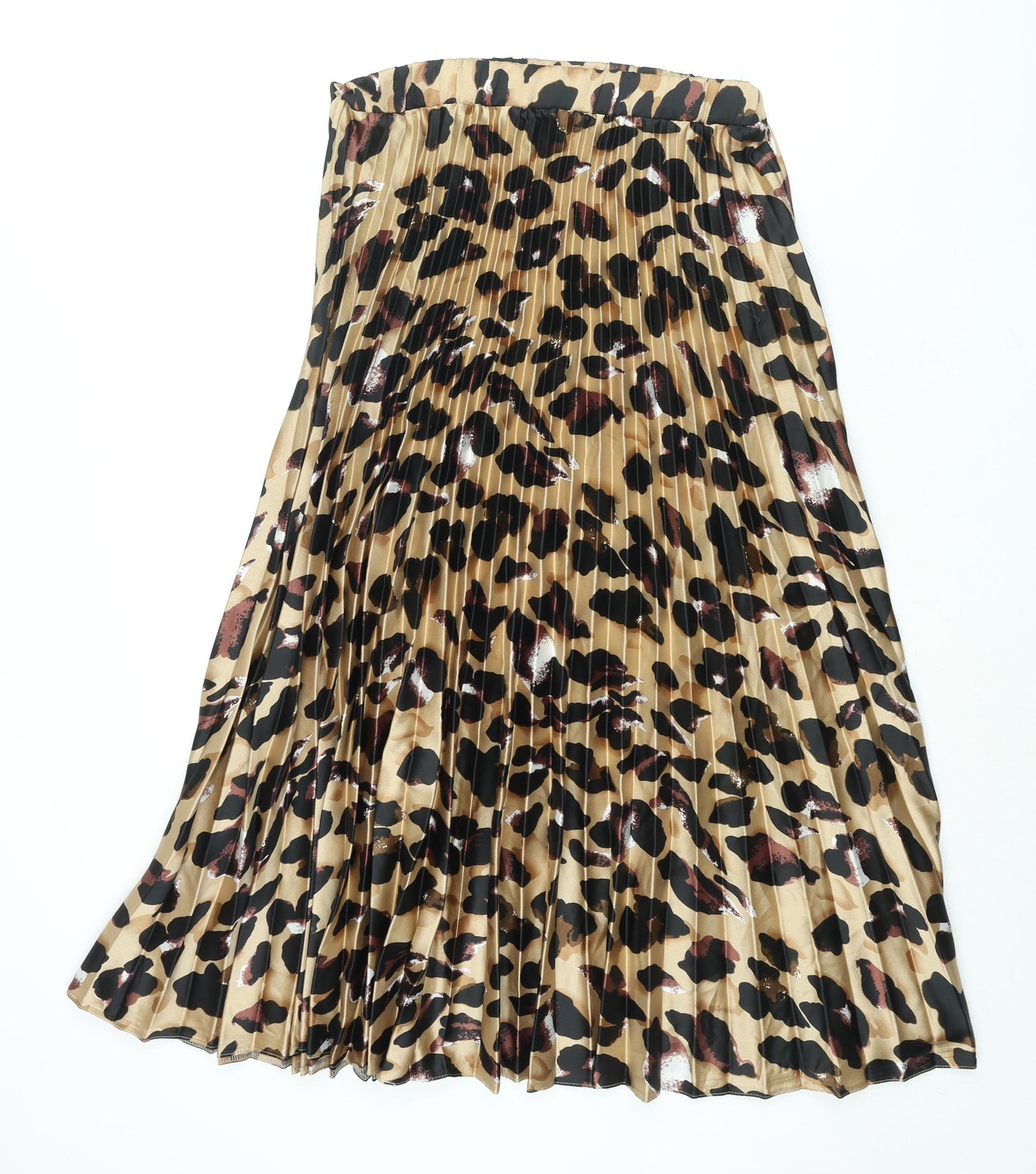 New Look Maternity Womens Brown Animal Print Polyester Pleated Skirt Size 10 - Leopard Print