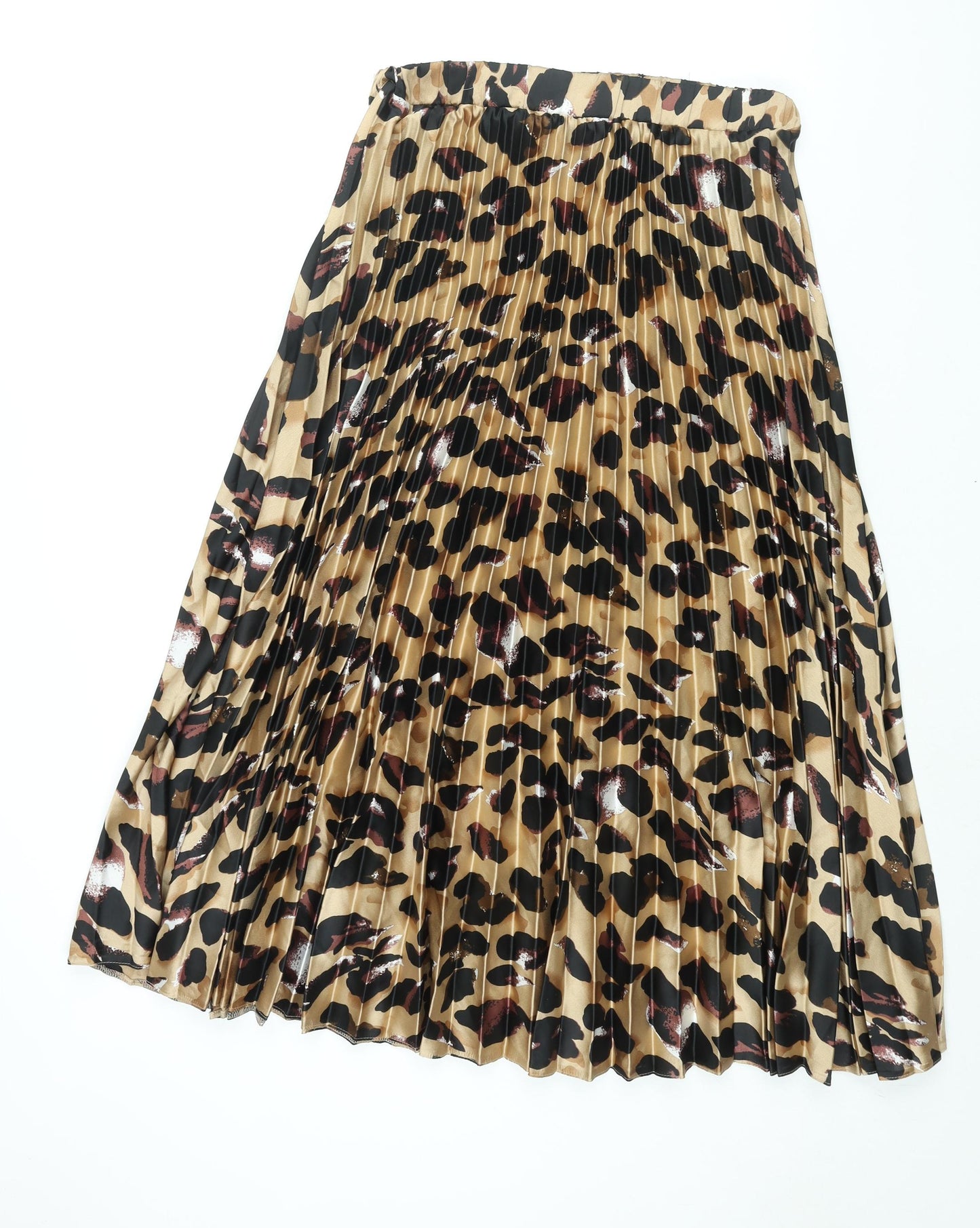 New Look Maternity Womens Brown Animal Print Polyester Pleated Skirt Size 10 - Leopard Print