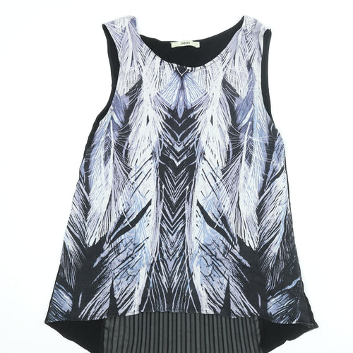 Oasis Womens Multicoloured Viscose Camisole Blouse Size M Round Neck - Pleated Panel Geometric Print