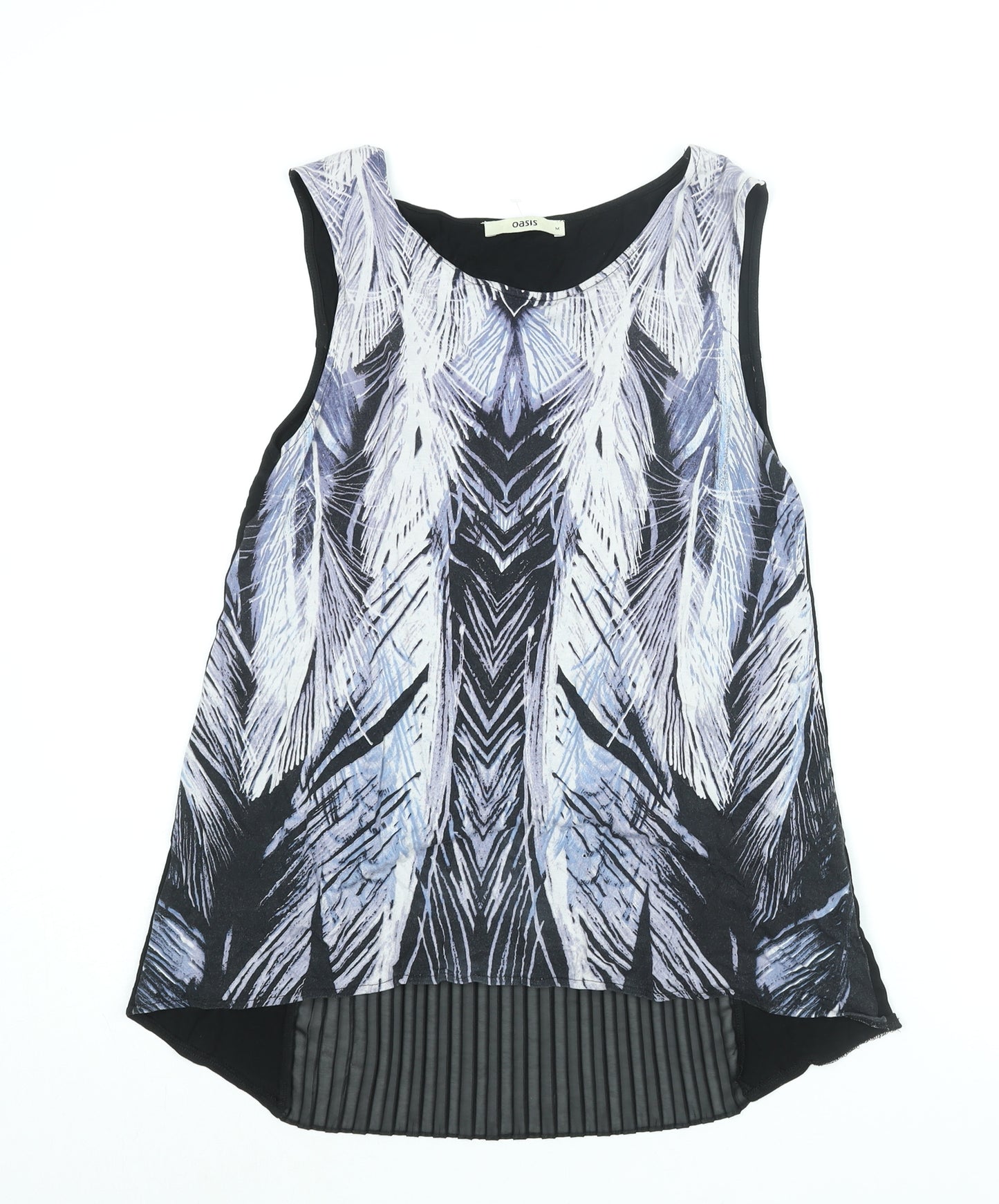 Oasis Womens Multicoloured Viscose Camisole Blouse Size M Round Neck - Pleated Panel Geometric Print