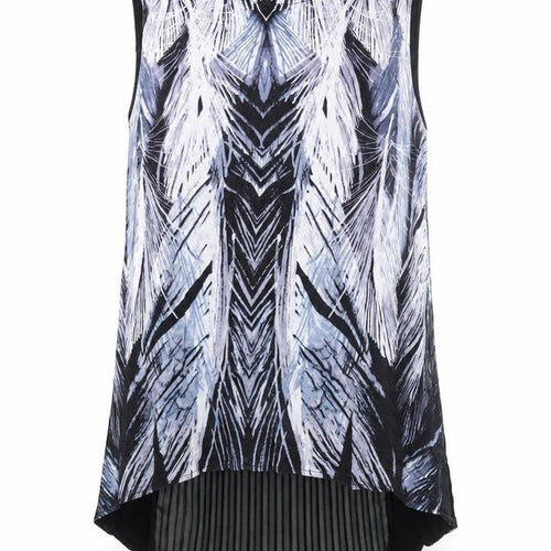 Oasis Womens Multicoloured Viscose Camisole Blouse Size M Round Neck - Pleated Panel Geometric Print