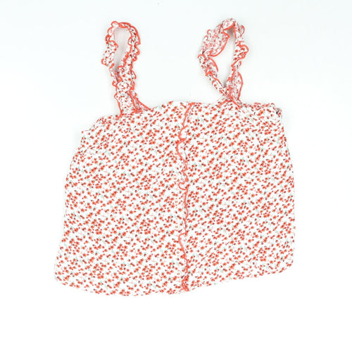 Topshop Womens Red Floral Viscose Camisole Blouse Size 10 Square Neck