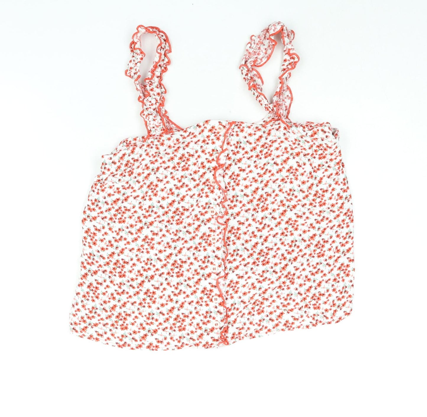 Topshop Womens Red Floral Viscose Camisole Blouse Size 10 Square Neck