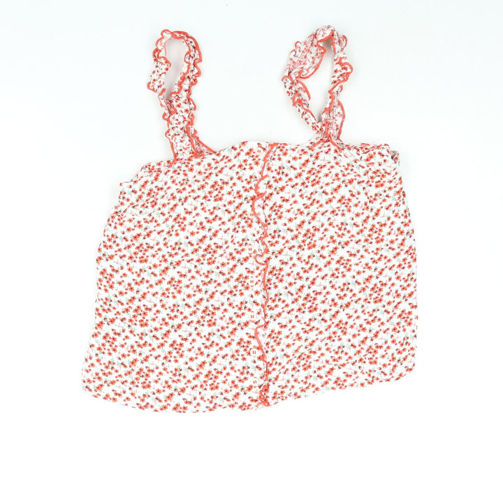 Topshop Womens Red Floral Viscose Camisole Blouse Size 10 Square Neck