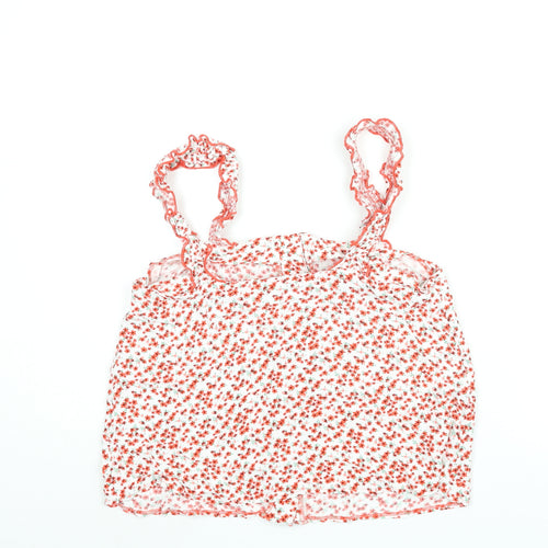 Topshop Womens Red Floral Viscose Camisole Blouse Size 10 Square Neck