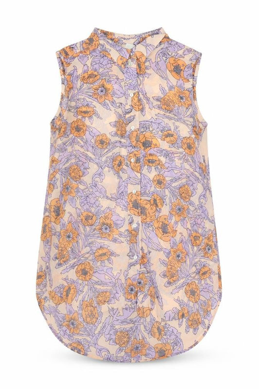 Front view of H&M women’s multicoloured floral polyester basic blouse, size UK 6, collared