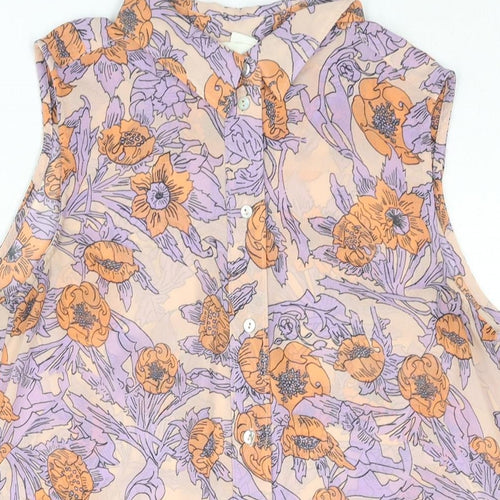 H&M Womens Multicoloured Floral Polyester Basic Blouse Size 6 Collared