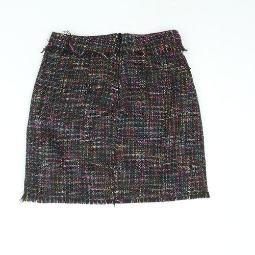 H&M Womens Multicoloured Polyester Mini Skirt Size 8 Zip - Raw Edge