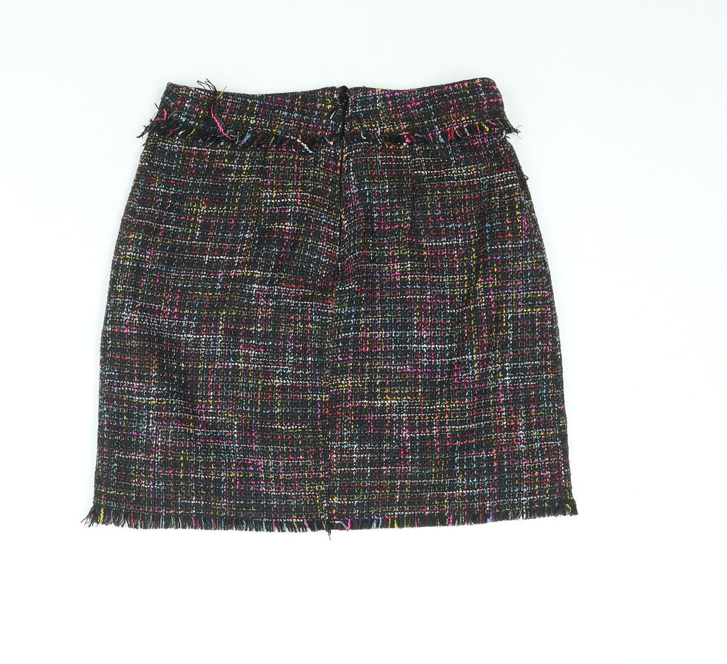 H&M Womens Multicoloured Polyester Mini Skirt Size 8 Zip - Raw Edge