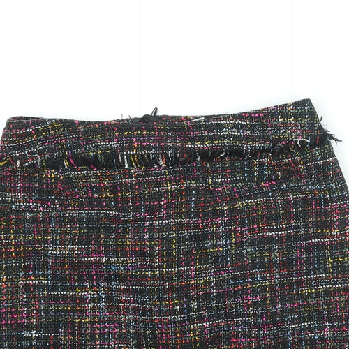 H&M Womens Multicoloured Polyester Mini Skirt Size 8 Zip - Raw Edge