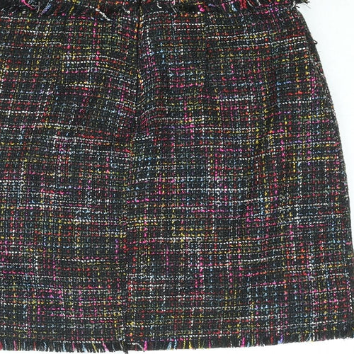 H&M Womens Multicoloured Polyester Mini Skirt Size 8 Zip - Raw Edge