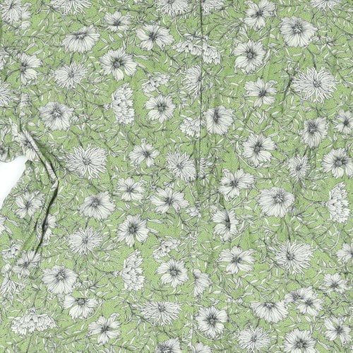 Zara Womens Green Floral Viscose Basic Blouse Size M Round Neck - Frill