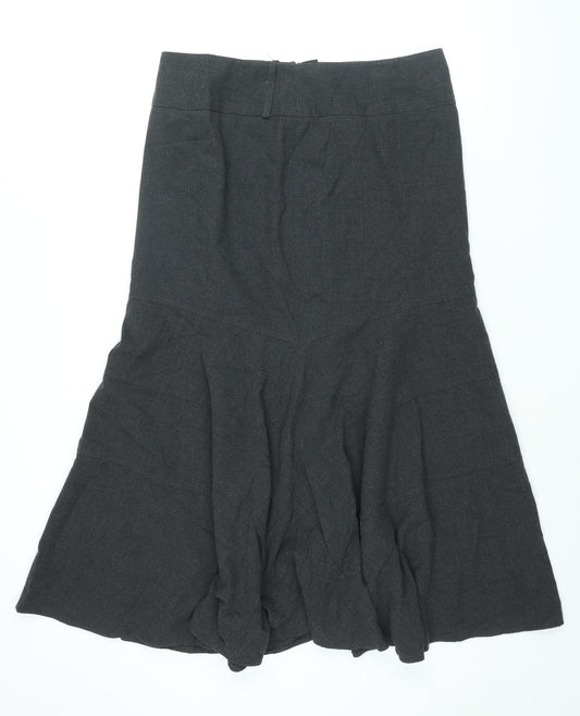 Marks and Spencer Womens Grey Viscose Trumpet Skirt Size 16 Zip